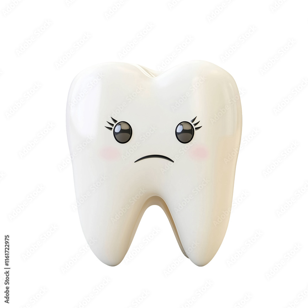 A sore tooth amidst healthy teeth dental hygiene oral care isolated on transparent  background