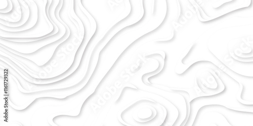 Abstract Multi layer papercut background. 3D topographic pattern. Geometric layered white wavy line white background.