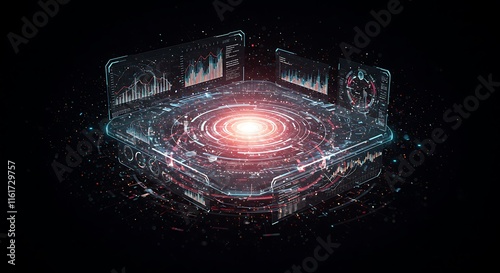 Futuristic HUD Interface Data Analytics Digital Technology Network Global Business