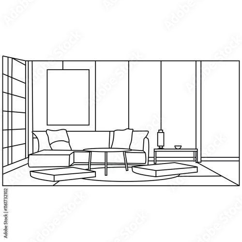 interior design for modern home line art
