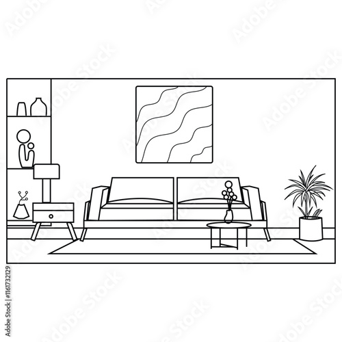 interior design for modern home line art