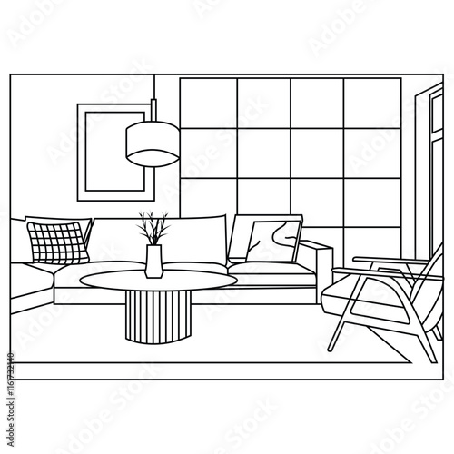 interior design for modern home line art