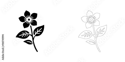 Floral Icon Set: Elegant simplicity meets versatility in this set of two minimalist flower icons. The black and white outline styles offer flexibility for design projects. 