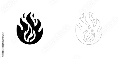 Fiery Circle Logo: Black and White Flame Icon Design 