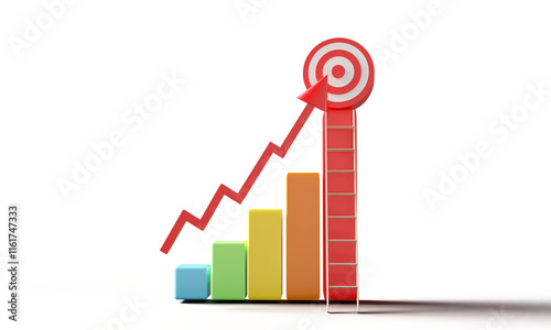 dart dashboard chart graph ladder staircase growth up arrow red business strategy planner 2025 year organization company business goal dart performance hr human resource success innovation career idea