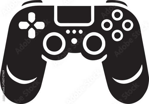 Gaming controller vector icon, Gaming controller vector illustration, Gaming controller silhouette vector black and white