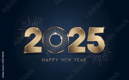 Modern Gold 2025 New Year's Eve Background with Sparkles, greeting card background