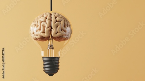 Brain Shaped Light Bulb Symbolizing Creativity Innovation and Intellectual Illumination   Conceptual Image Representing the Power of the Human Mind Thinking and Innovative Ideas