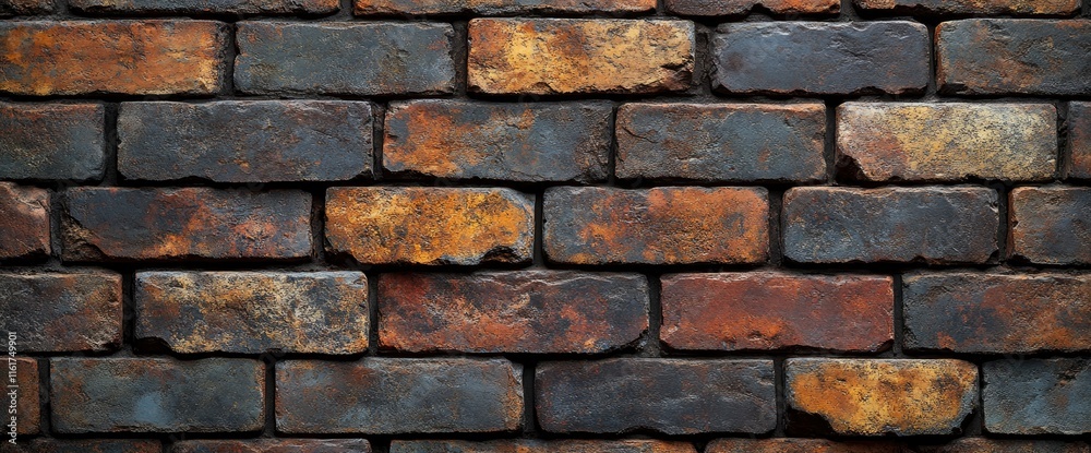 Obraz premium Multi-Colored Brick Wall Texture Rustic, Aged Brickwork Background