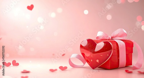 Valentine's day gifts with hearts and copyspace, saint valentine and love background concept, blank space, hd