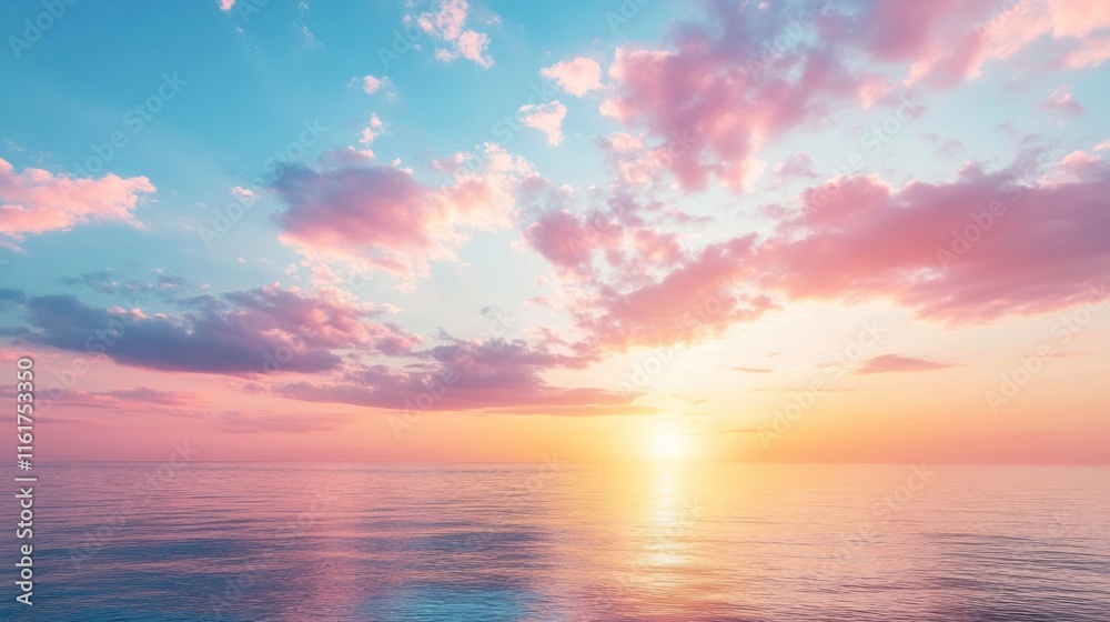 Obraz premium Pastel Sunset Over Calm Ocean: A Serene Seascape