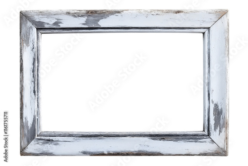 Whitewashed wooden frame with a nautical vibe, Isolated on transparent background cut out