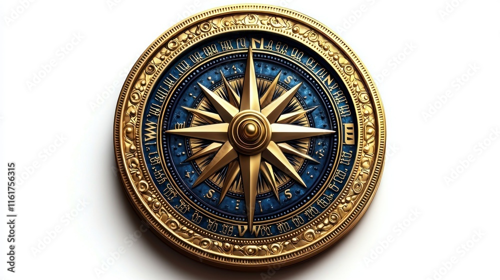 Obraz premium Ornate Golden Compass: A Symbol of Exploration and Guidance