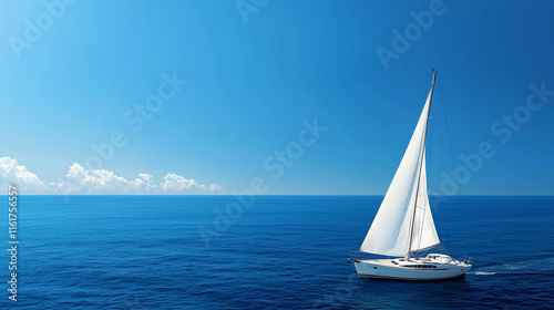 Sailboat gracefully sailing across the deep blue sea on a sunny day