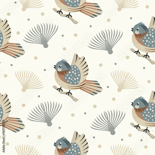 Geometric Warbler pattern vintage style and hand draw line