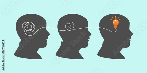 Concept of psychotherapy, brainstorming and mental problem solving with a human head in the background