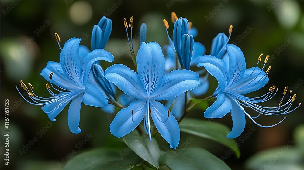 Fototapeta premium Blue Lily Flowers Cluster Blooming Beautifully