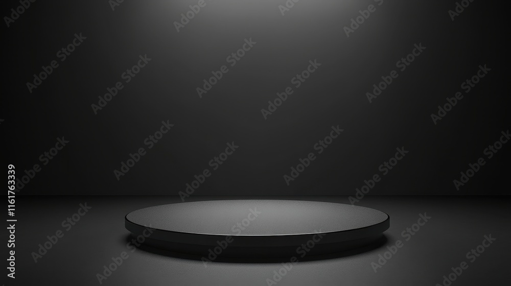 Dark Circular Platform In A Black Room Dark Circular Platform In A Black Room