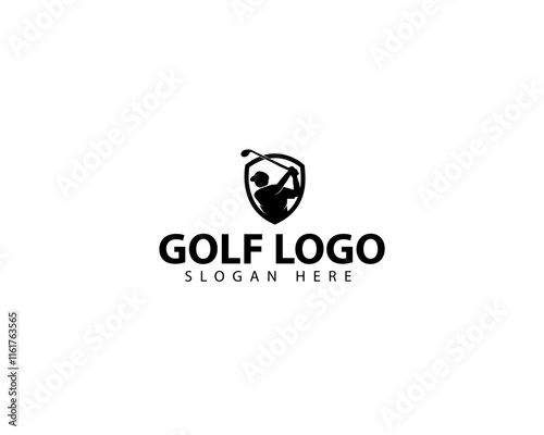Golf Logo Design. Golf Club Icon With golfer hitting the ball.