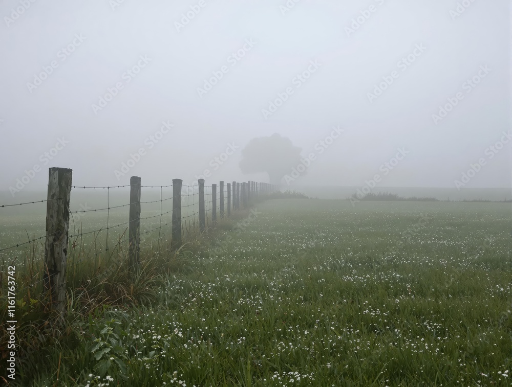 Obraz premium misty morning in the field