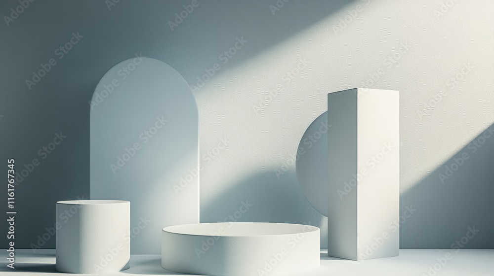 Minimalist White Geometric Shapes Display Background Minimalist White Geometric Shapes Display Background