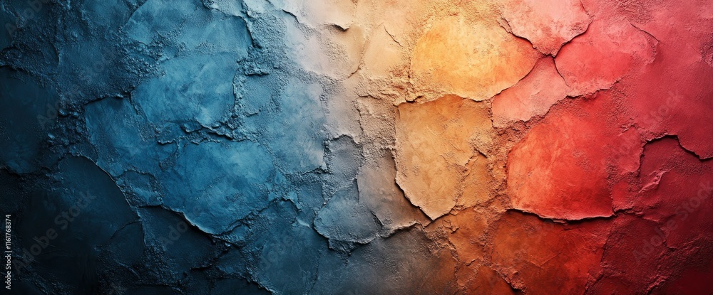 Fototapeta premium Abstract Textured Wall Blue, Orange, and Red Gradient Background