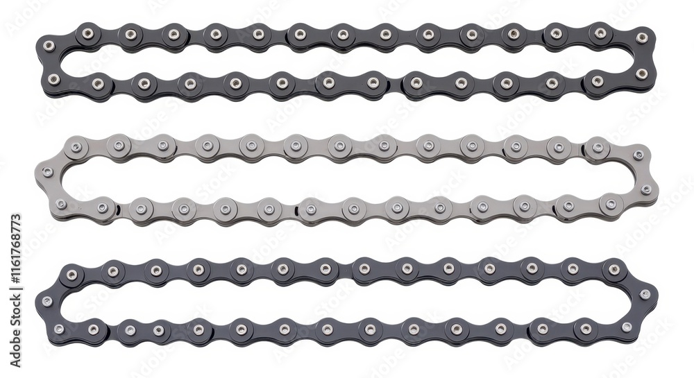 Bicycle Chain Set Collection Illustration, Featuring Three Modern Bike Chains Design for Cycling Accessories and Repair. Bicycle Chain Set Collection Illustration, Featuring Three Modern Bike Chains Design for Cycling Accessories and Repair.