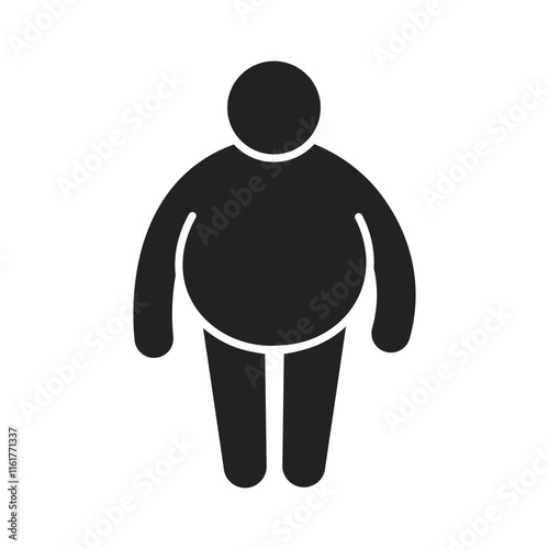 PrintIsolated pictogram icon of fat person, obesity, big body man, unhealthy abdominal