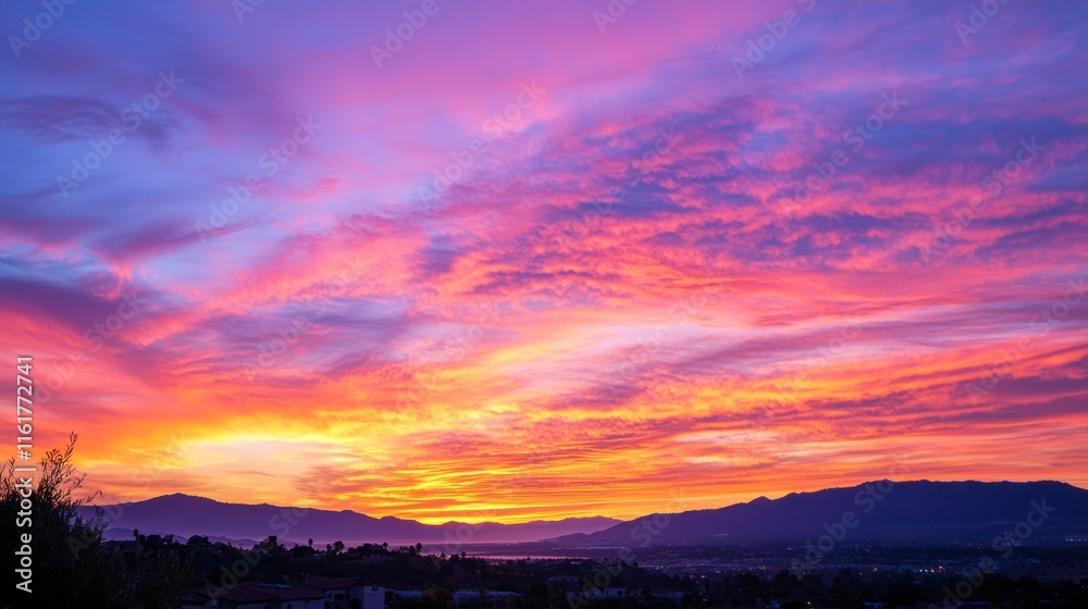 A dramatic sunset with shades of orange, pink, and purple, as the sky transitions into dusk A dramatic sunset with shades of orange, pink, and purple, as the sky transitions into dusk
