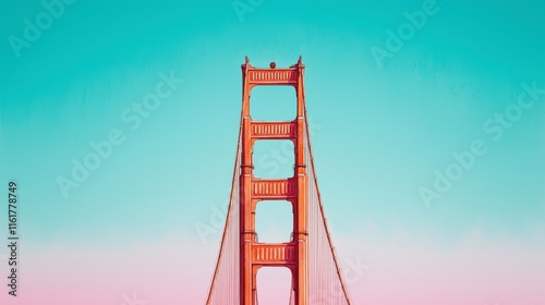 Golden Gate Bridge Watercolor Minimalist Art Print  San Francisco Landmark