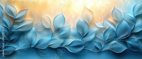 Abstract Blue Leaves Background Serene Nature Inspired Design