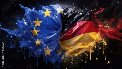 European Union and German Flag Fusion Artwork