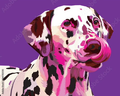 colorful dalmatian isolated on black background. vector illustration.