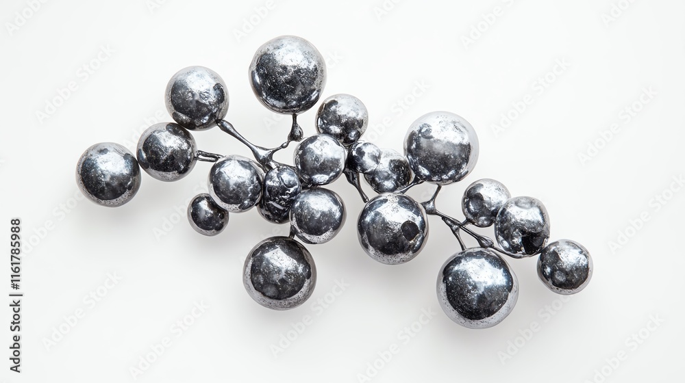 Abstract metallic spheres arranged in an artistic formation on a light background. Abstract metallic spheres arranged in an artistic formation on a light background.