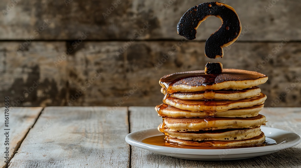 custom made wallpaper toronto digitalBurnt question mark on a stack of pancakes.
