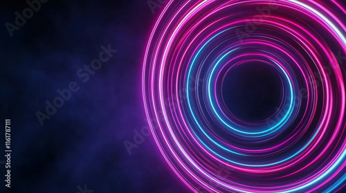 Vibrant Light Trails from a Spinning Ferris Wheel Against Night Sky Background