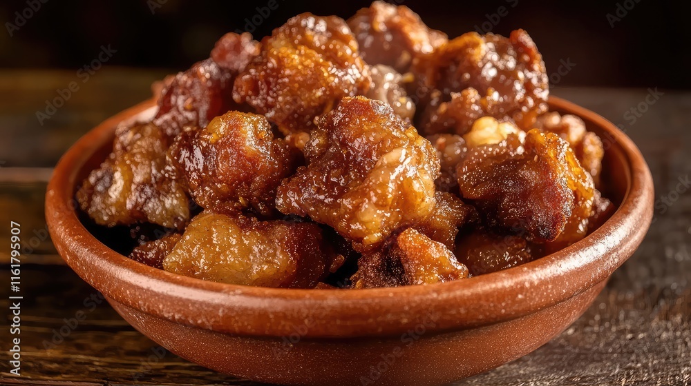 Savory Fried Sweet Treats in a Rustic Bowl with Rich Glaze Savory Fried Sweet Treats in a Rustic Bowl with Rich Glaze