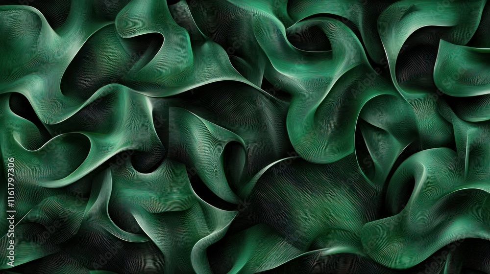 Fototapeta premium Abstract swirling dark green textured pattern.