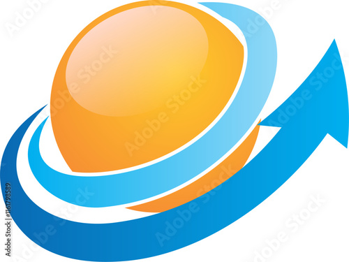 background with sun globe success vector logo
