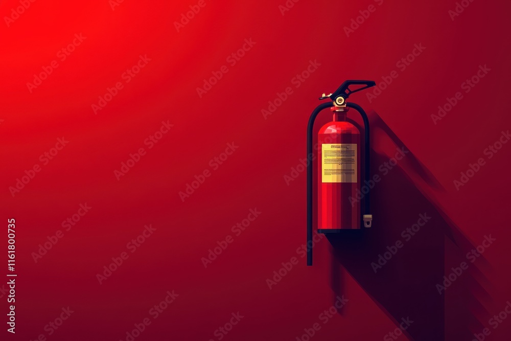A red fire extinguisher mounted on a matching wall, symbolizing safety and emergency preparedness. A red fire extinguisher mounted on a matching wall, symbolizing safety and emergency preparedness.