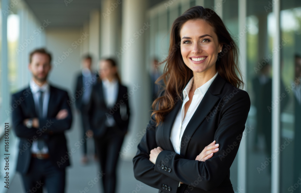 Confident Businesswoman Leading a Team in a Professional Environment Confident Businesswoman Leading a Team in a Professional Environment