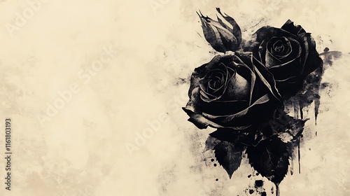 Fototapeta Naklejka Na Ścianę i Meble -  Dark roses on textured background.