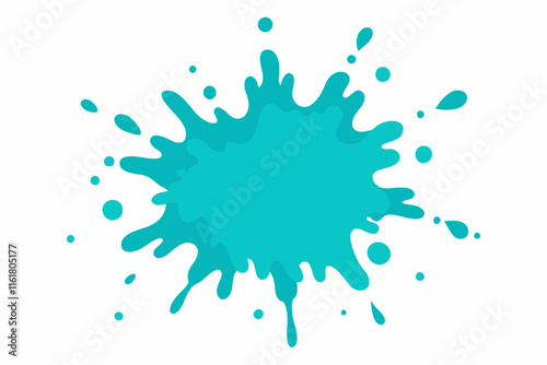 Aqua paint splatter on white background