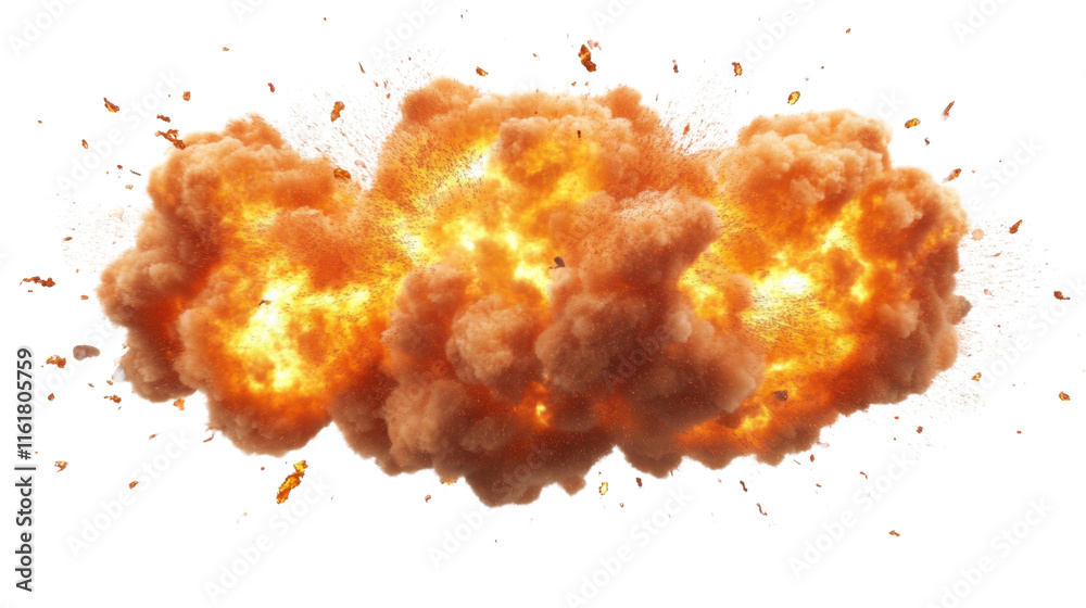 Orange explosion and smoke, transparent background Orange explosion and smoke, transparent background