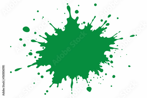 Emerald paint splatter on white background