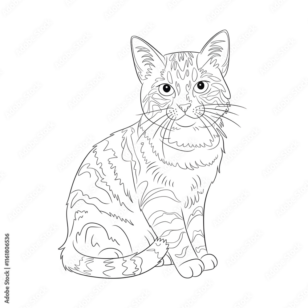 Obraz premium cat line art coloring page 