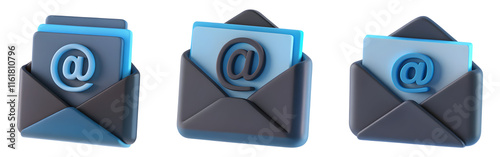 3D Email Icons for Messaging and Communication photo