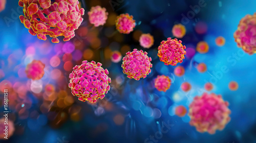 Close-up view of norovirus particles showcasing intricate structure and texture, representing microbiology, virology, and infectious disease concepts.