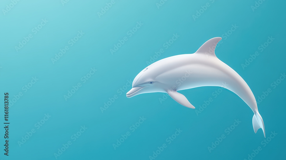 Fototapeta premium A graceful dolphin swims gracefully in clear blue water, showcasing its beauty and elegance