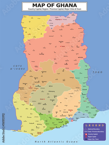 African Countries Geography Political map. Political map of country with capital, province or state capital, major cities and town.